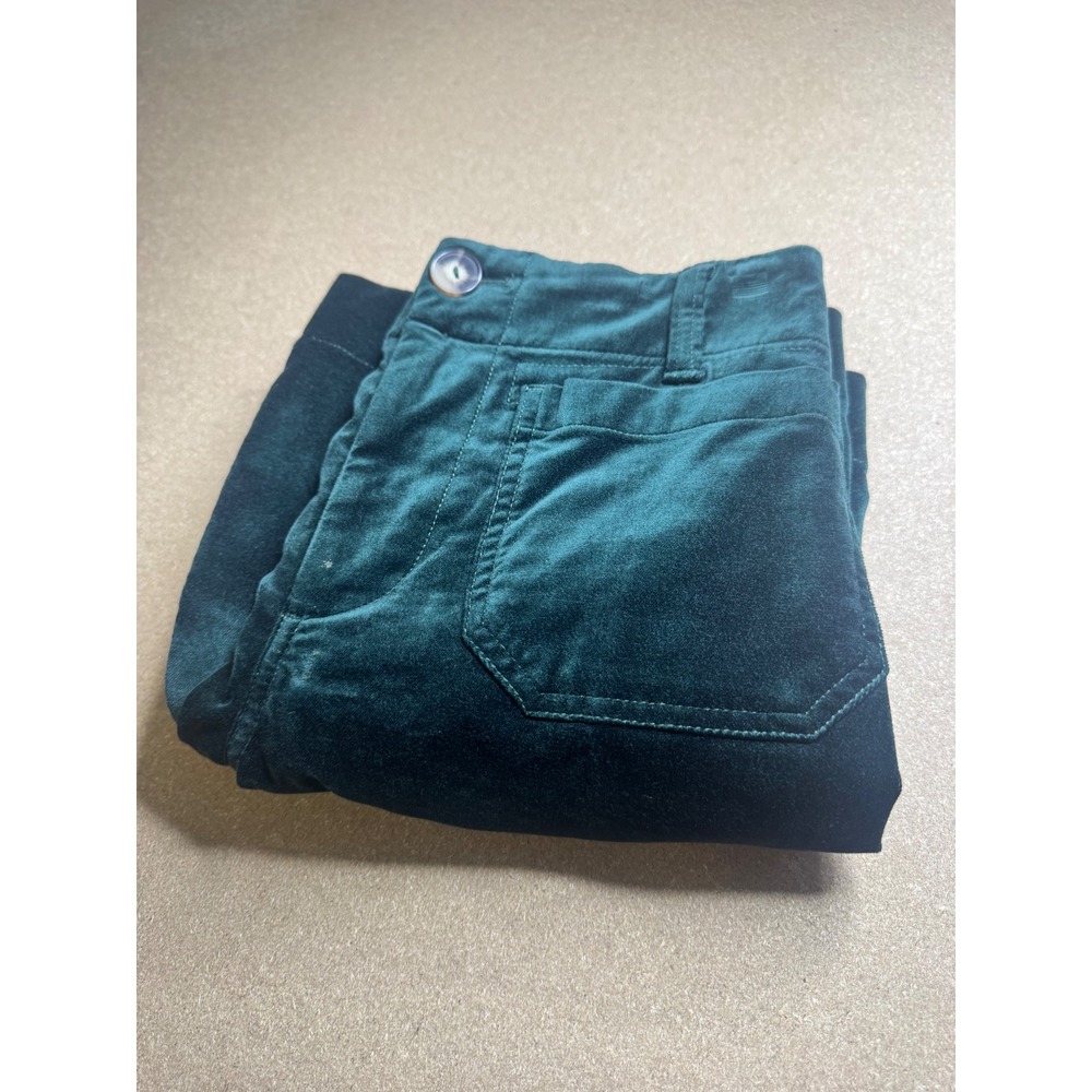 Maeve The Colette Velvet Wide Leg Pants Green Cropped 24